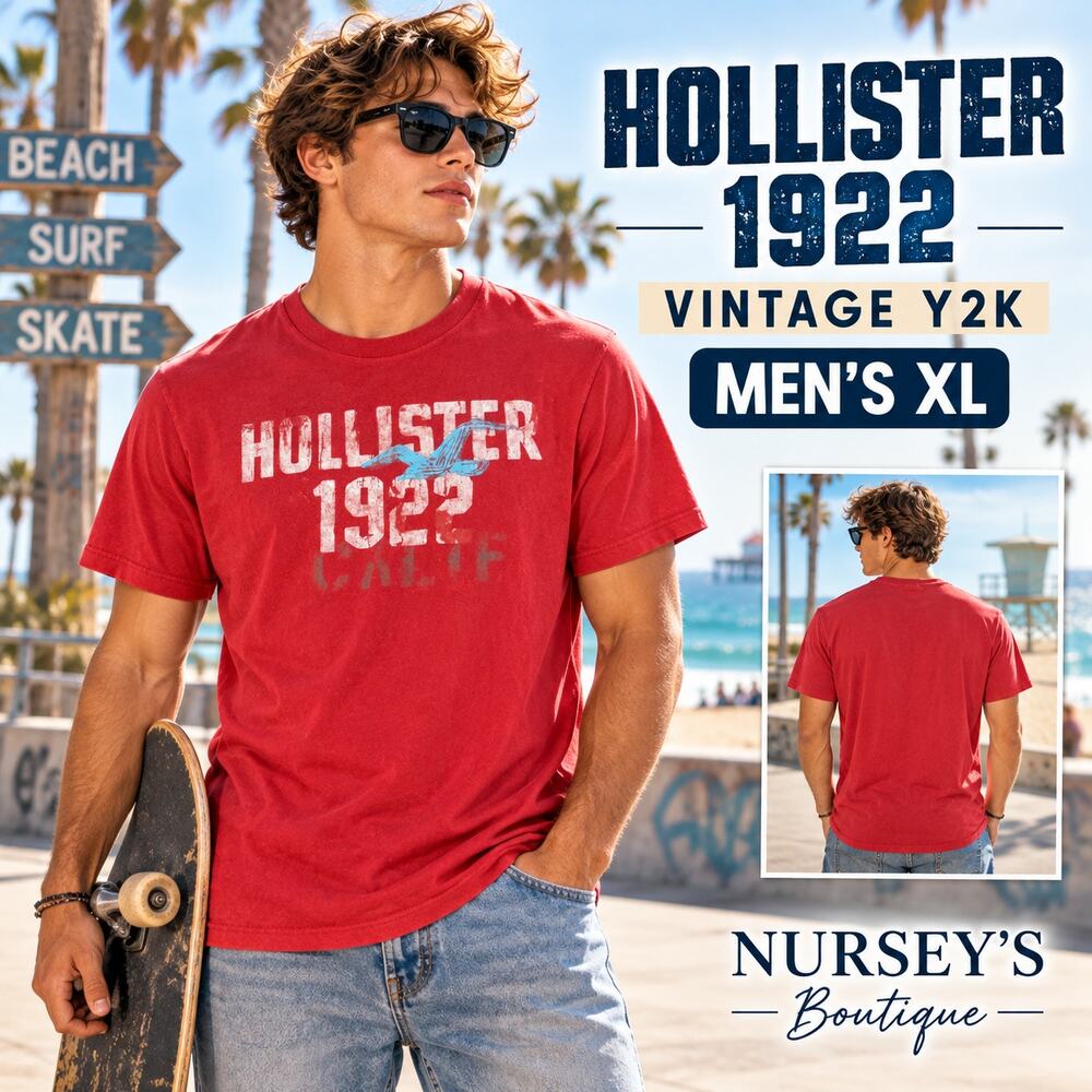 Vintage Y2K Hollister 1922 Men’s XL Red Distressed Seagull Graphic Tee